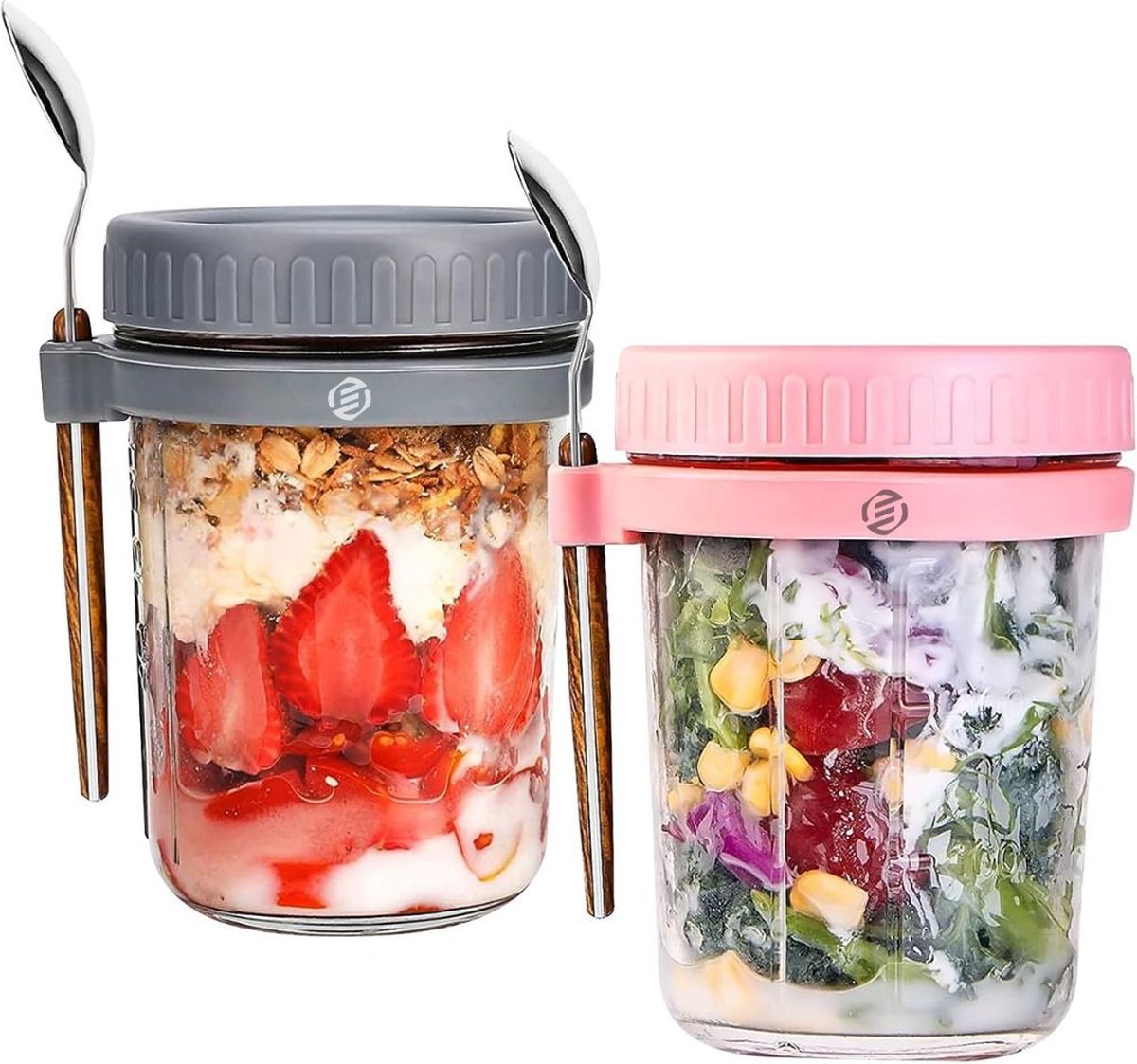 Equivera Overnight Oats Potjes - Muesli Beker - Mason Jar - Havermout - Set - Must have voor jouw ontbijt