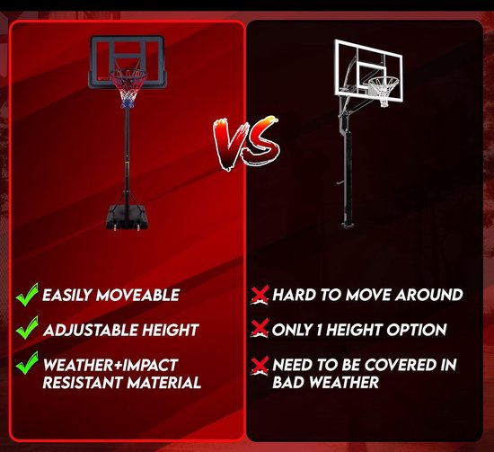 Deuba Basketball Ring Portable 205-310cm Adjustable on Wheels Outside