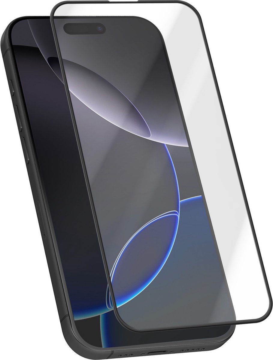 Avizar Gehard glas Geschikt voor Apple iPhone 16 Pro Max Antikras 9H Zelfklevende rand, Zwart