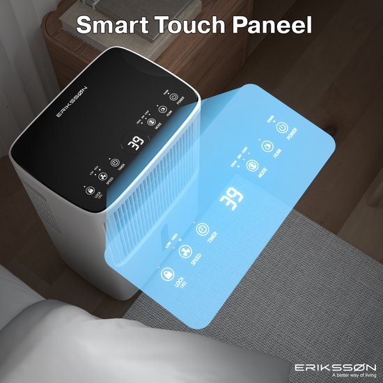 Erikssøn Luchtontvochtiger Dry Pro Plus - Ontvochtigt Tot 16 Liter Per Dag - Was-droog Functie - Geschikt Voor Huis, Slaapkamer , Badkamer , Woonkamer En Kelder - Dehumidifier - vochtvreters voor in huis - Wit