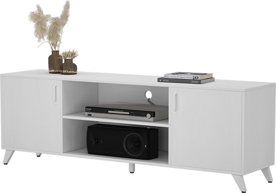 Vicco Lowboard Maceio, Wit, 160 x 54,5 cm avec 2 portes