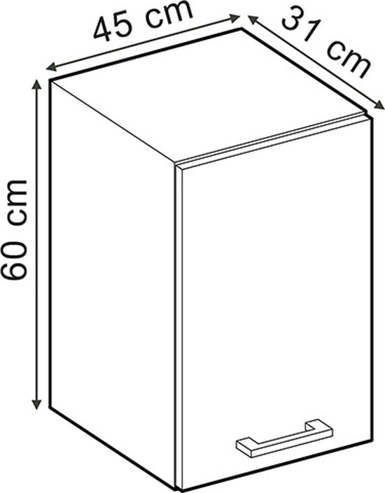 Vicco Armoire suspendue universelle R- Line, Rouge bordeaux brillant/ Wit, 45 cm avec porte