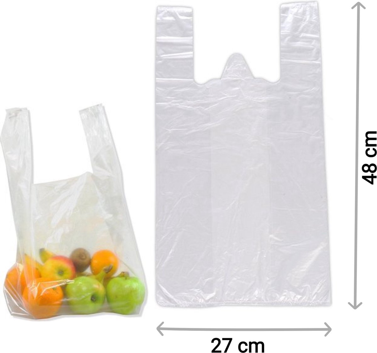 Take Dis Hemdtas - Draagtas HDPE 27/12 x 48 cm, wit - Pak 250 stuks plastic tas