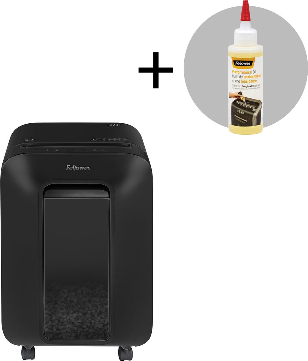 Fellowes Powershred LX201 Micro-Cut Papierversnipperaar + Fellowes Onderhoudsolie 120ml