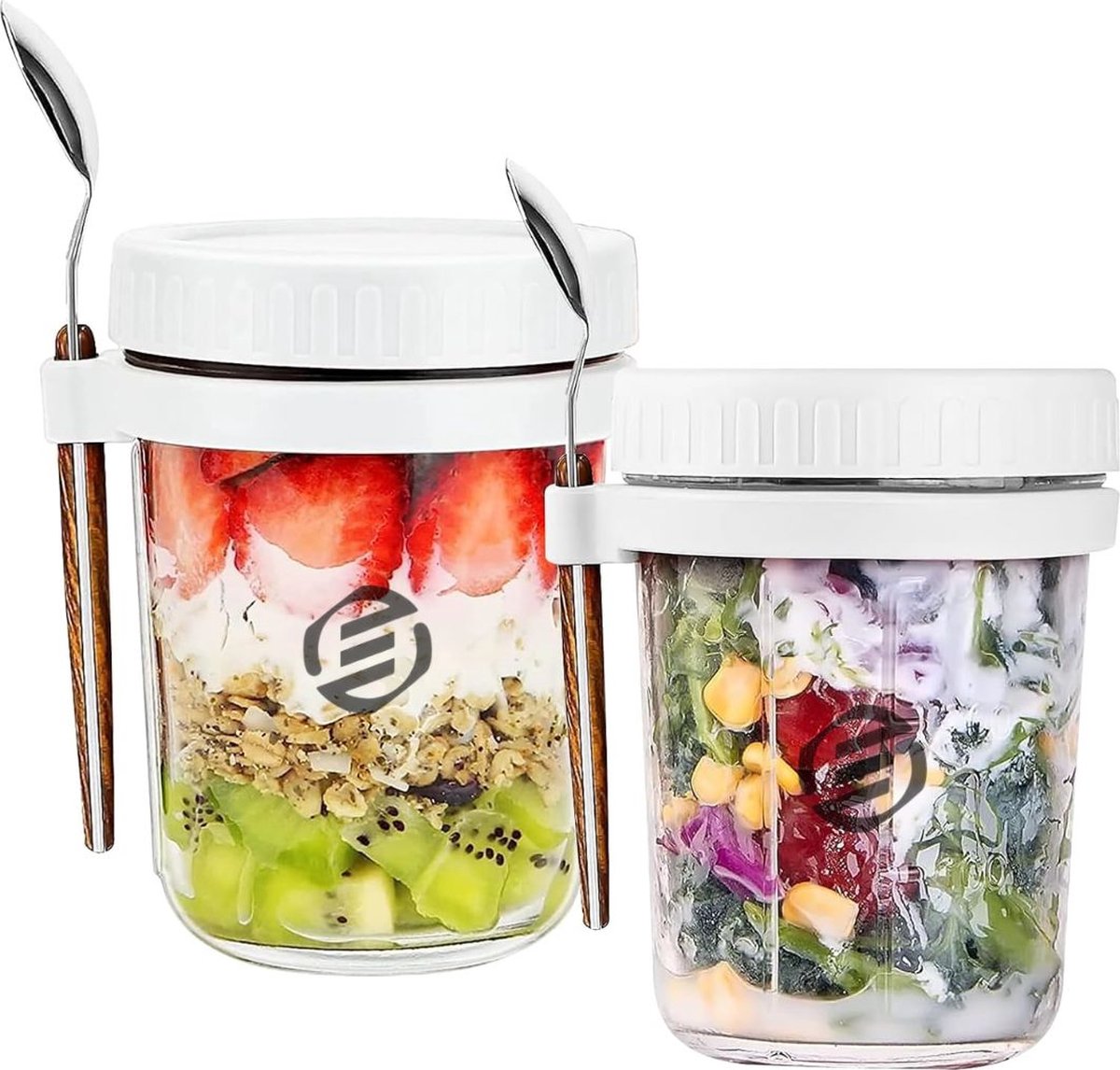 Equivera Overnight Oats Potjes - Muesli Beker - Mason Jar - Havermout - Set - Must have voor jouw ontbijt