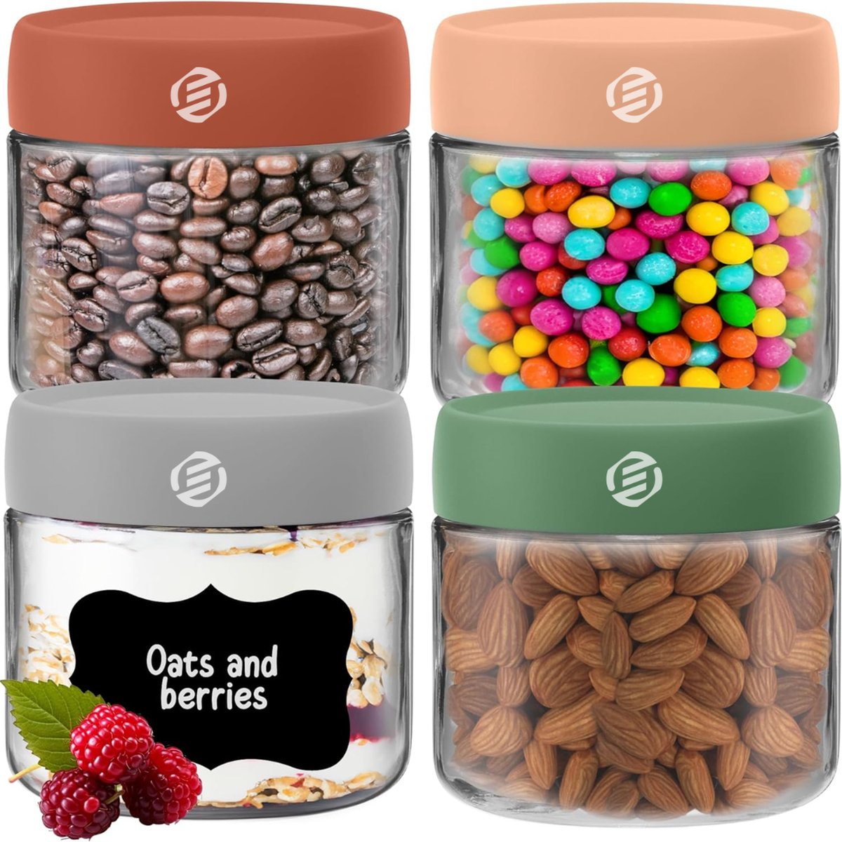 Equivera Overnight Oats Potjes - Muesli Beker - Mason Jar - Havermout - Set - Must have voor jouw ontbijt