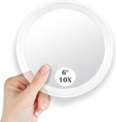 Bol.com 10 x vergrotende spiegel ronde wandspiegel met 3 zuignappen draagbare cosmetische zakspiegel voor make-up scheren onthar... aanbieding