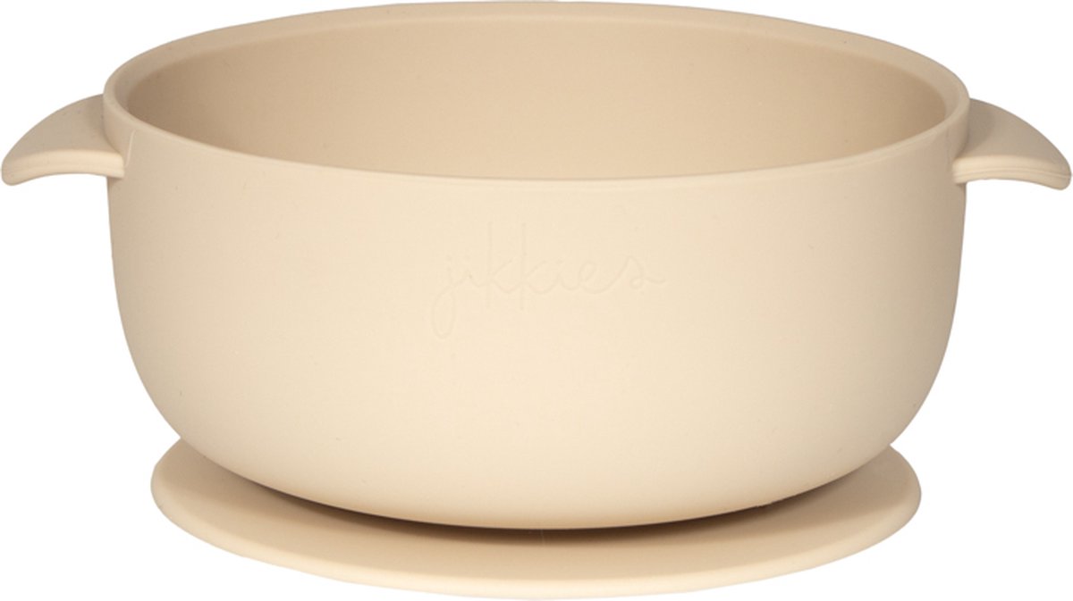 Jikkies Siliconen Kom - Anti Slip - Kommetje - Met Zuignap - Beige - Veilig - Praktische Kom voor Baby’s en Peuters - Voldoet aan EN-normen - Magnetron & Vaatwasser bestendig