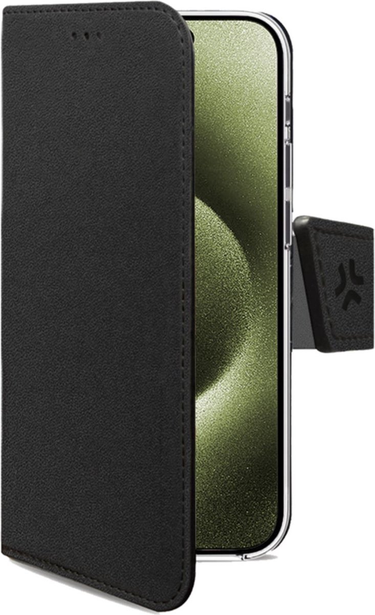 Celly Wally Bookcase Hoesje - Apple iPhone 16 - Kunstleer - Pasjeshouder - Zwart