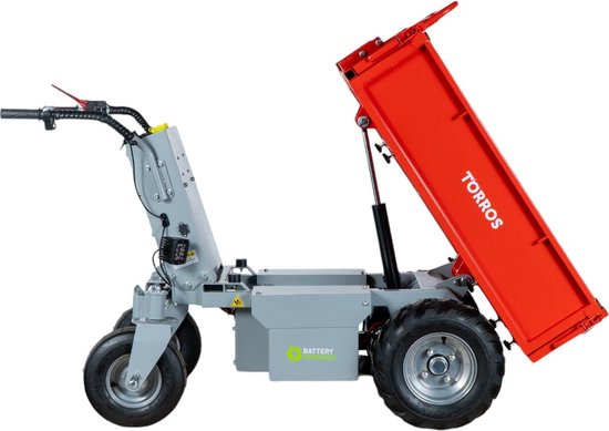 Elektrische dumper 500kg 196l hydraulisch kippen, batterij 48V Torros MEP502H van Torros — afbeelding 3