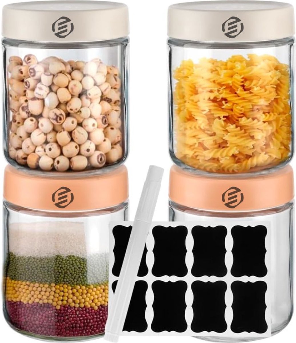 Equivera Overnight Oats Potjes - Muesli Beker - Mason Jar - Havermout - Set - Must have voor jouw ontbijt