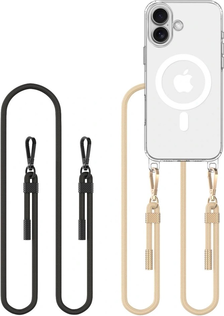 Tech-Protect Verwisselbare Koord MagSafe Hoesje Geschikt voor Apple iPhone 16 - Zwart & Beige