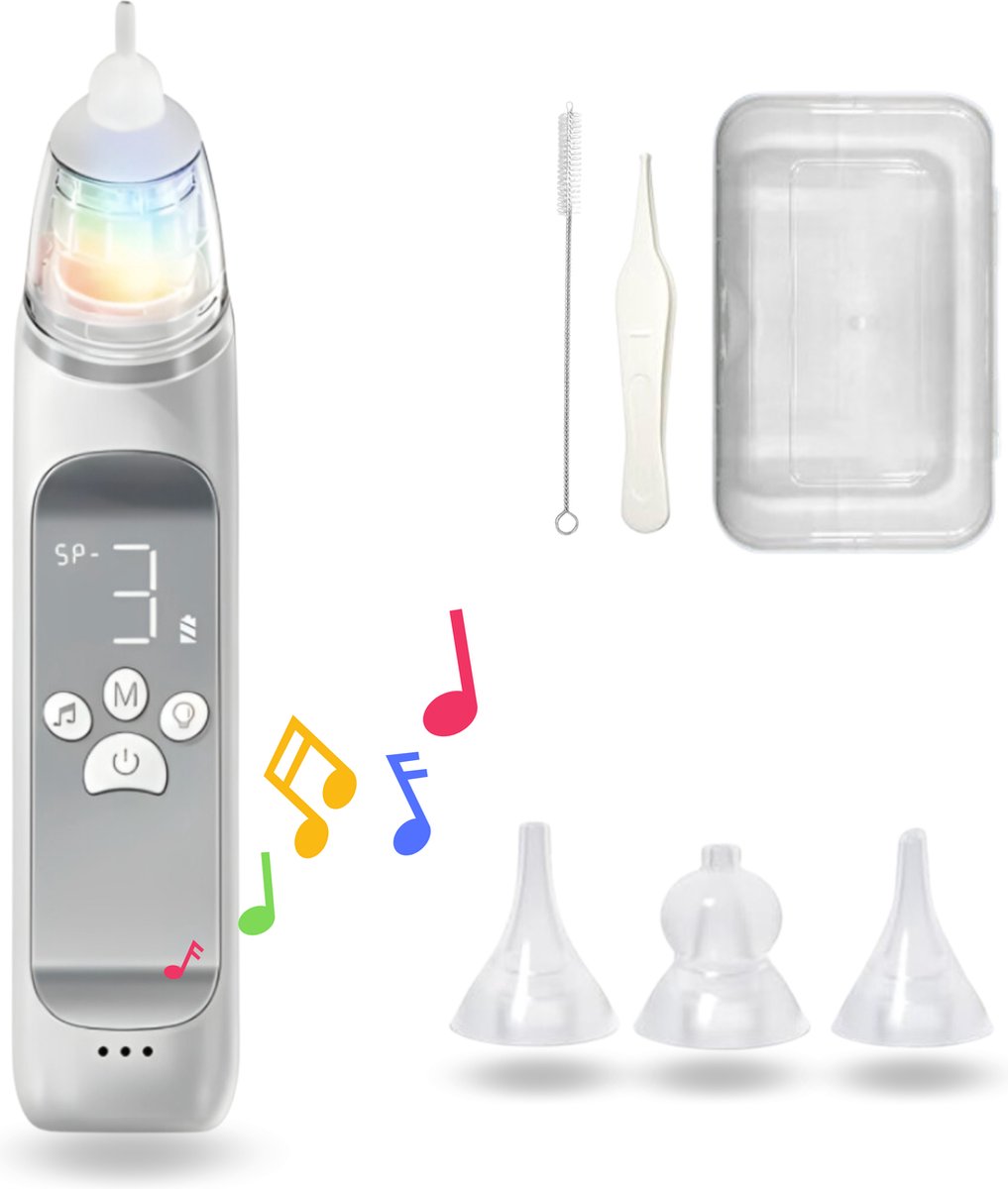 Goedkoopste Gatson - Neusreiniger voor Baby's - Snoetenpoetsers - Neuszuiger - Neuspeer - 10 Melodietjes en Lichten - USB Oplaadbaar - Inclusief Borsteltje, Pincetje en Opbergdoos