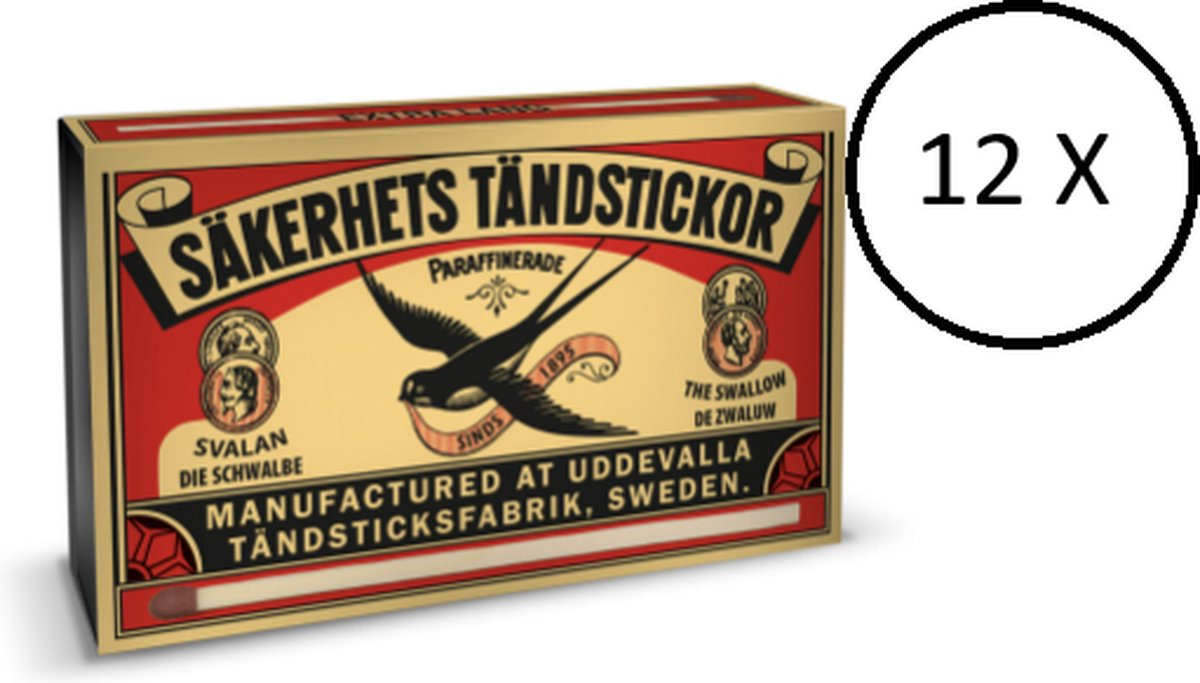 Zwaluw - Lucifers - 12 stuks - Omdoos 12x