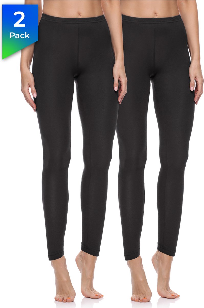 Merry Style Dames Leggings - Sport - Vrijetijdsbroek - 2-Pack - Lang - Katoen - MS-MS10-198-LE-2Pack - Zwart/Zwart - L
