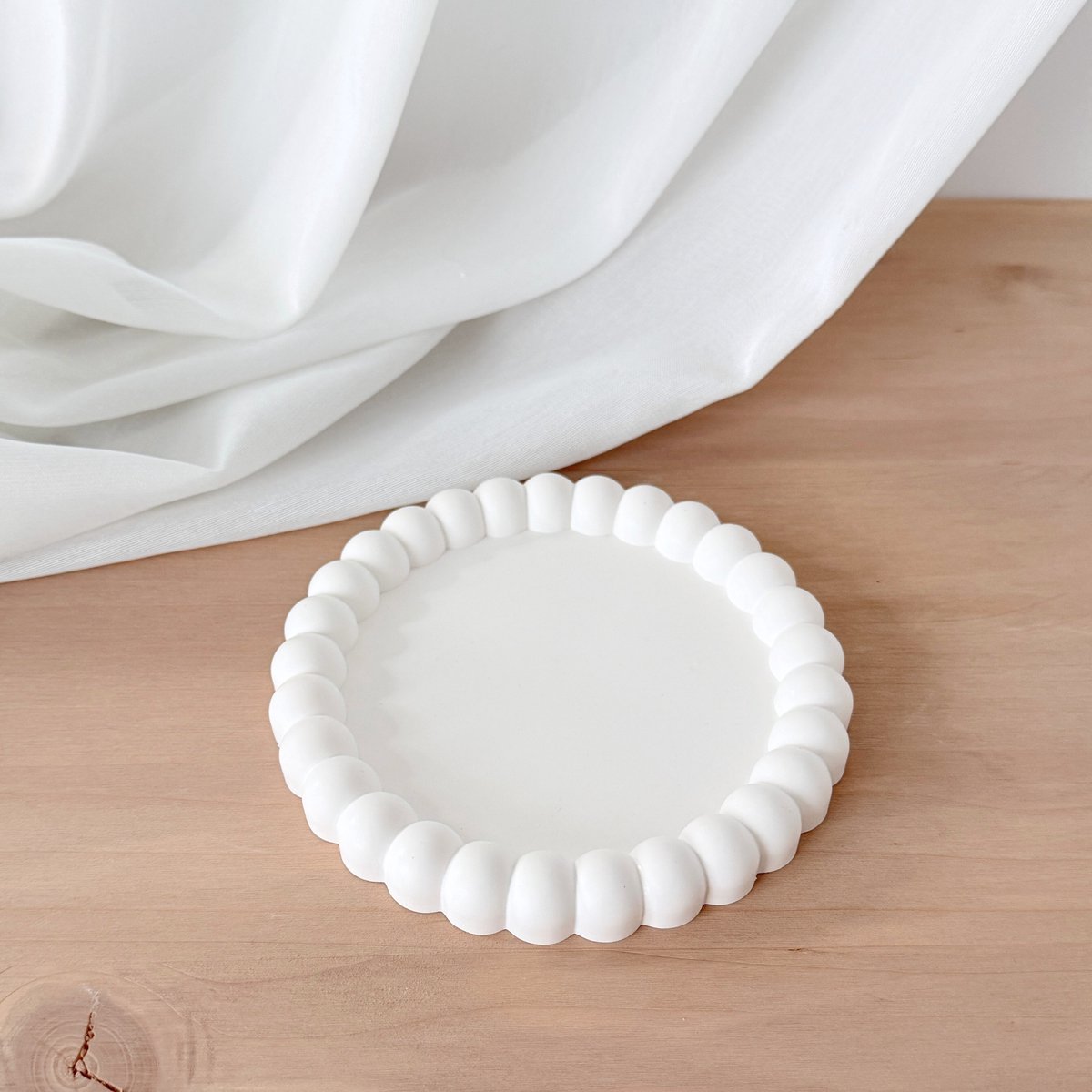 Rond schaaltje - Decoratie schaal, dienbladje- Kaarsonderzetter-Klein plateau voor sieraden-Wit