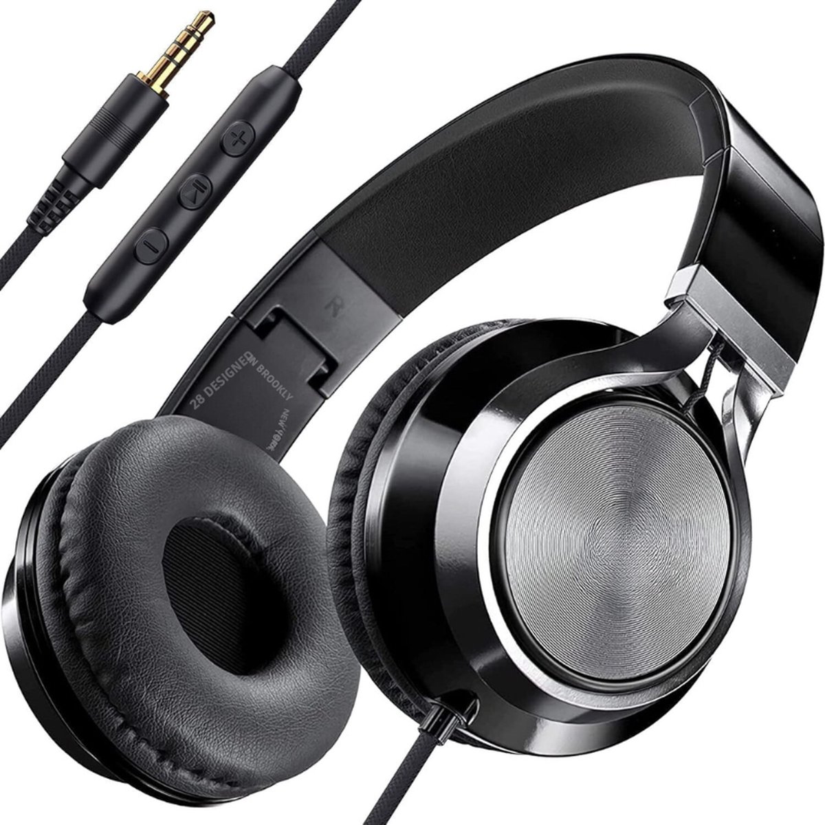 CL750 Opvouwbare On-Ear Koptelefoon Met Geluidsisolatie - Microfoon En Volumeregeling - Perfect Voor Computer En Mobiele Telefoon (Zwart)