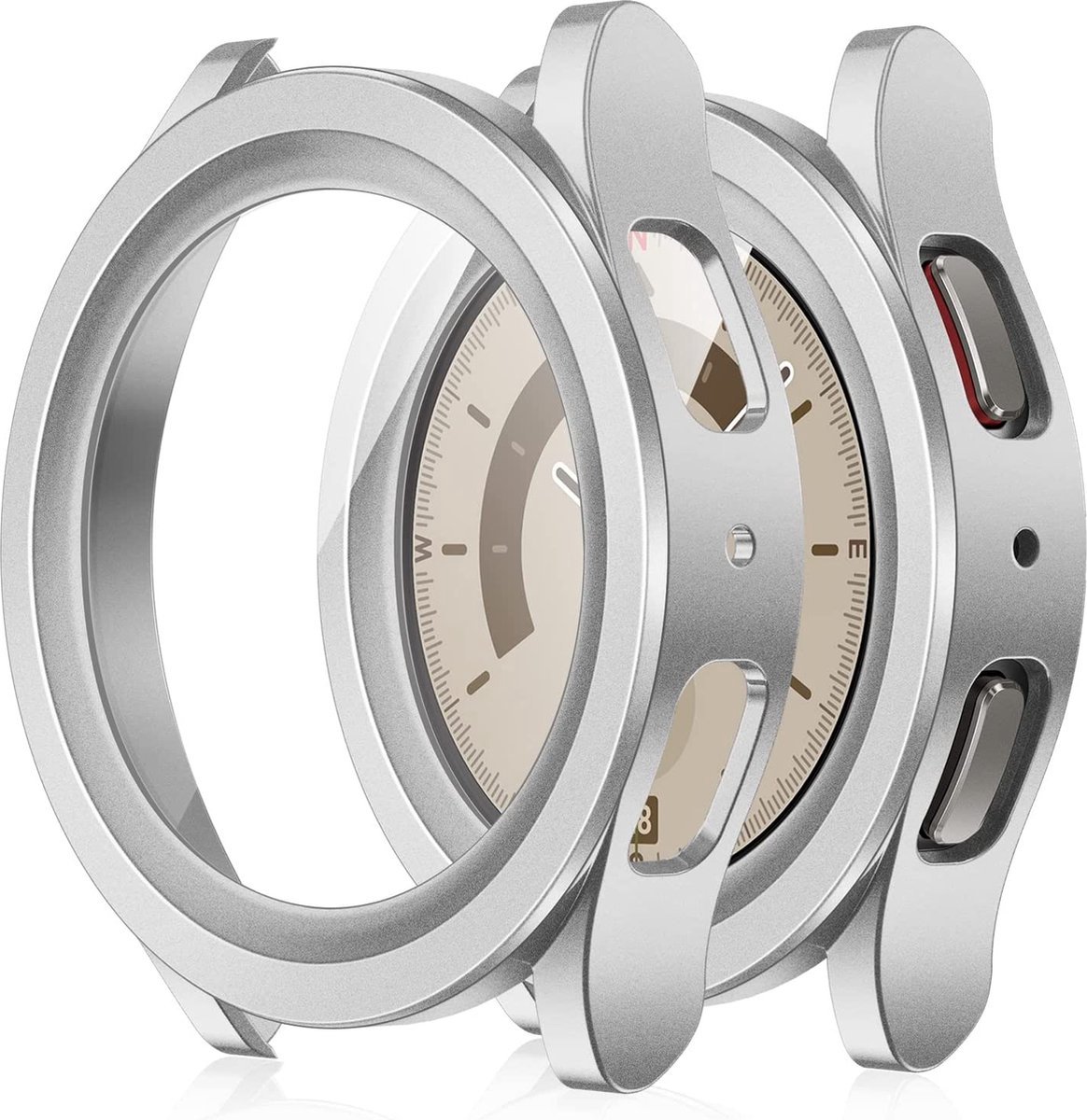 Stravo Screen protector case voor Samsung Galaxy Watch 5 Pro - 45mm - Zilver