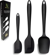Spatule en silicone avec porte-cuillère | Set de spatules en Siliconen | Résistant à la chaleur - Va au lave-vaisselle - Sans BPA | Ensemble d'ustensiles de cuisine 28 et 21 cm - Zwart