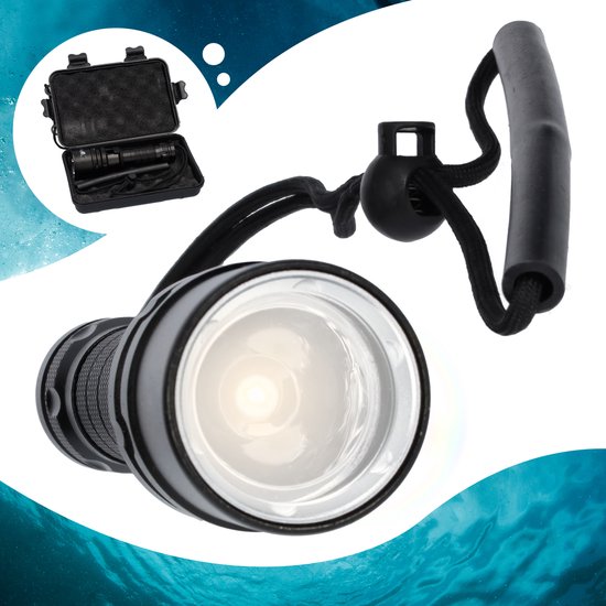 Foto: Duiklamp led duiklamp oplaadbaar lamp onderwater zaklamp 2000 lumen oplaadbaar waterdicht compact zwart