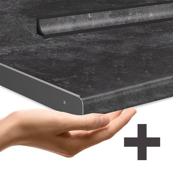 Vicco Fame- Line Meuble de cuisine complet – 300 cm, évier Grijs anthracite/beige/chêne doré