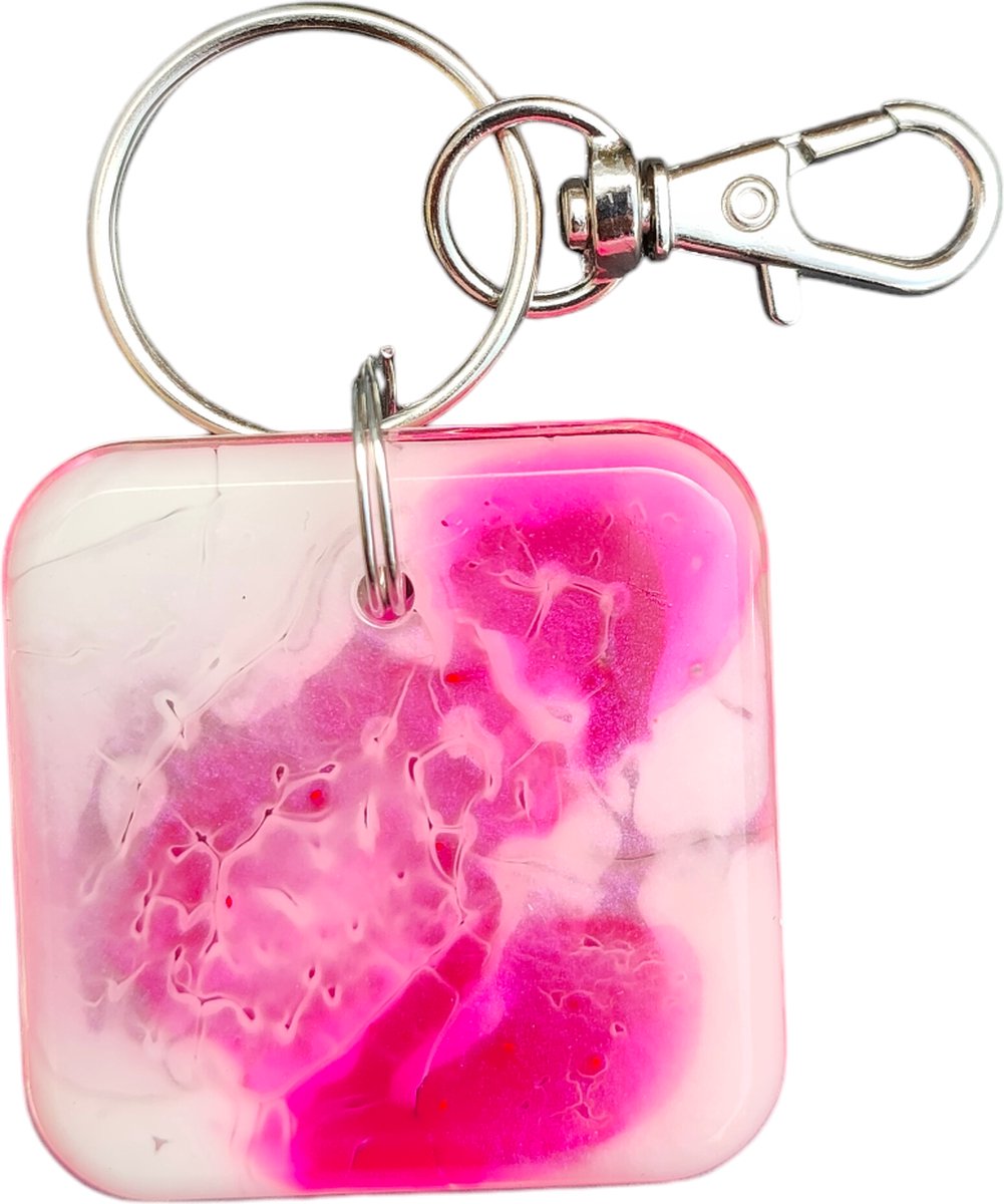 Resin Art JR: Unieke handgemaakte Epoxy Sleutelhanger / Sleuteltag met Karabijnhaak (eventueel te personaliseren)