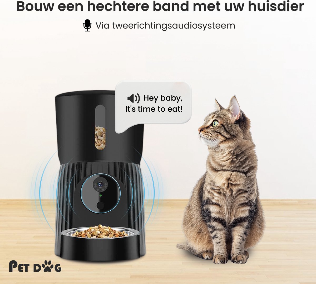 Afbeelding 3 van PetDog® Automatische Voerbak met camera voor Katten en Kleine Honden - Capacity 4 liters - 15 Maaltijden per dag - Stemopname - Bestuurd via Wifi Applicatie