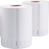 Twee witte labelrollen met verticale perforaties. Geschikt voor Dymo.