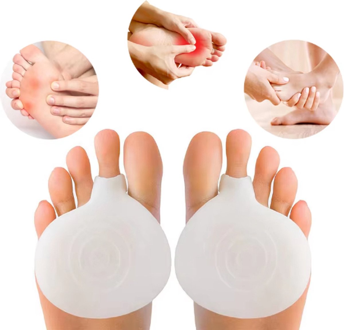Scoby - Siliconen Voorvoet Pads met Teenhouder - Voorvoet Kussen - Voorvoet Pijn - Forefoot Cushion Pads - 1 Paar - Transparant