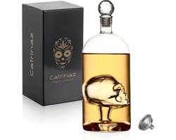 Catrinaz® Whiskey karaf - Tequila karaf - Skull ontwerp - 1L - Handgeblazen decanteer karaf - Gift box - Uniek geschenk Image