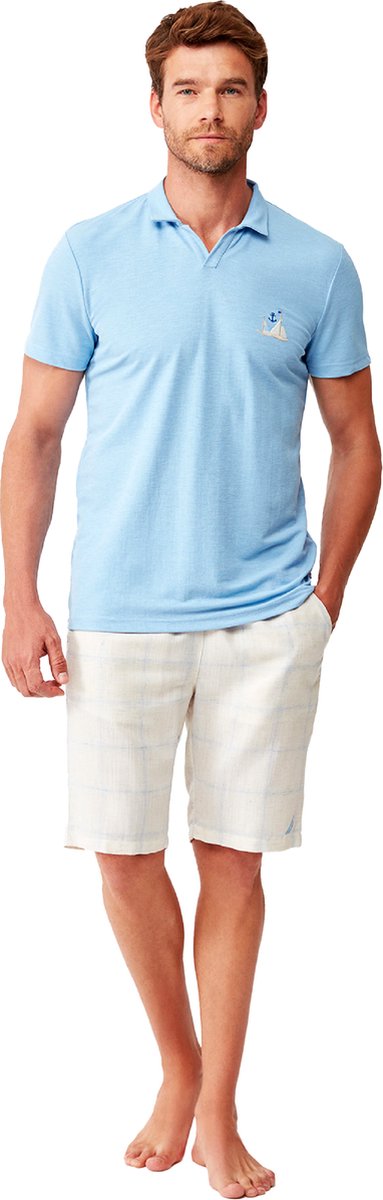Nautica Heren Pyjama Set, Korte Mouwen Blauw