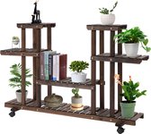 Outsunny - Plantenrek - met Vier Treden - Massief Hout - Bruin