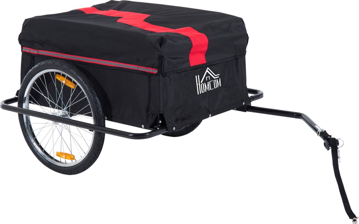 HOMCOM Transportaanhanger fietsaanhanger vrachtaanhanger fiets aanhanger zwart 5664-0005R
