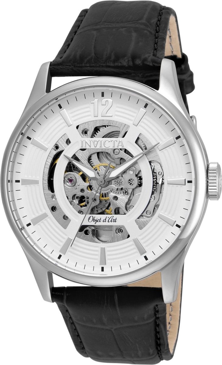 Invicta Objet D Art 22594 Heren Horloge - Waterdicht - Analoog - Automatisch Uurwerk - Roestvrij Staal met witte Wijzerplaat