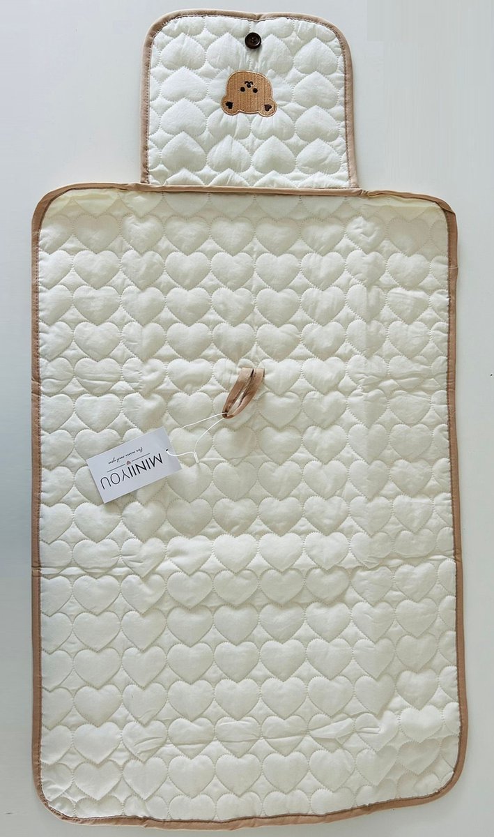 Baby Verschoonmatje voor onderweg - Beertje - Crème - Met opbergvakje - Waterbestendig - 87x47 cm van Little Dutch — afbeelding 2