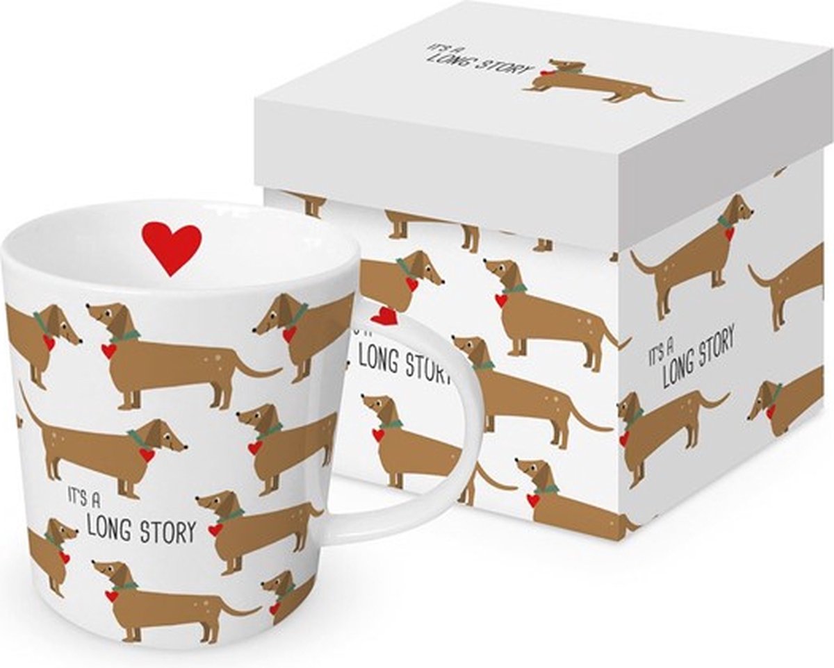 PPD - Teckel Beker It's a Long Story - 400 ml - Geschenkset -