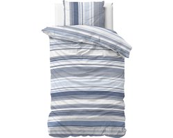 Sleeptime Stripy Dekbedovertrek - 140X200/220 + 1 x kussensloop 60x70 - Blauw