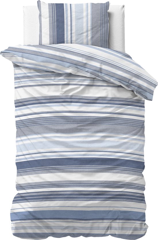 Housse de couette Sleeptime Stripy - 140X200/220 + 1 x taie d'oreiller 60x70 - Blauw