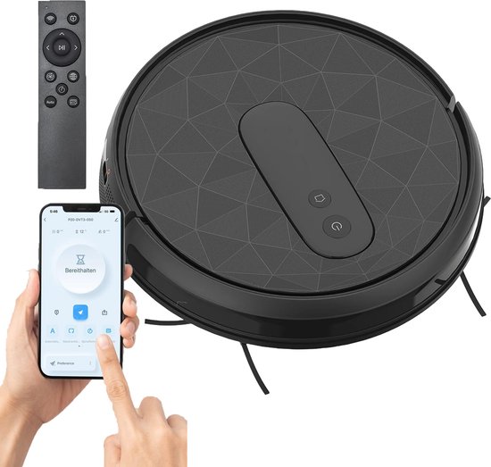Robotstofzuiger met Laadstation - Robotstofzuigers Huisdieren - Stofzuiger met App - Zwart