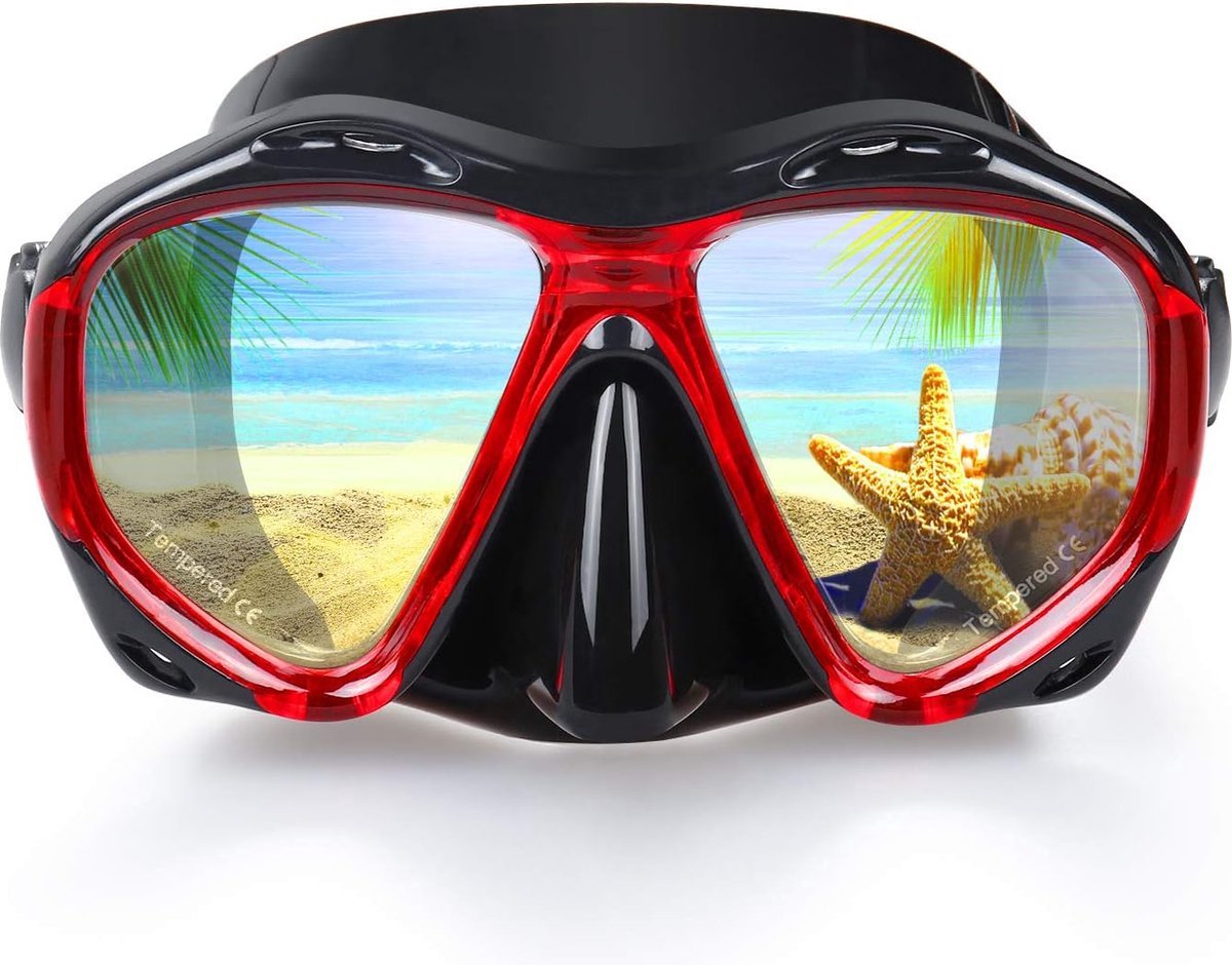 Masque Plongée Sous-Marine Adulte - Lunettes Antibuée Verre Trempé Avec Cache-Nez - Équipement Tuba