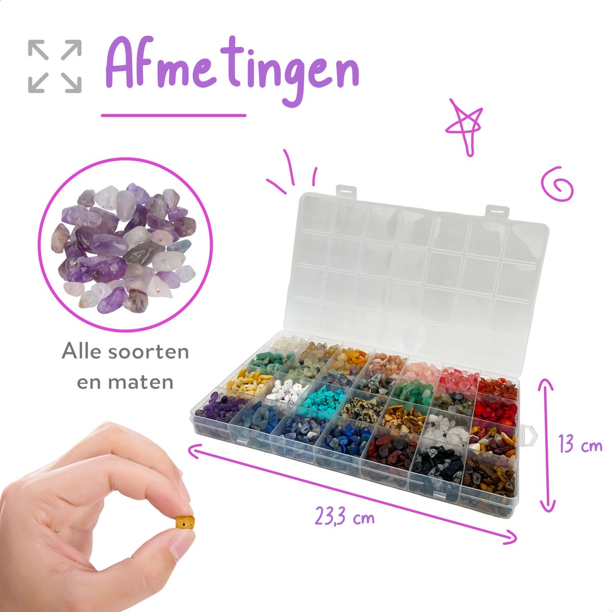 CREACOL Natuursteen kralen Goud - Armbandjes maken meisjes - Oorbellen maken kralenset - Sieraden maken meisjes - Edelsteen kralen set — afbeelding 2