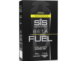 SiS SiS Science in Sport - Beta Fuel - Dual Source Energy Gel Nootropics - Apple smaak - 1 : 0,8 Maltodextrine Fructose verhouding - 40 gram koolhydraten per gel - 6 x 60ml