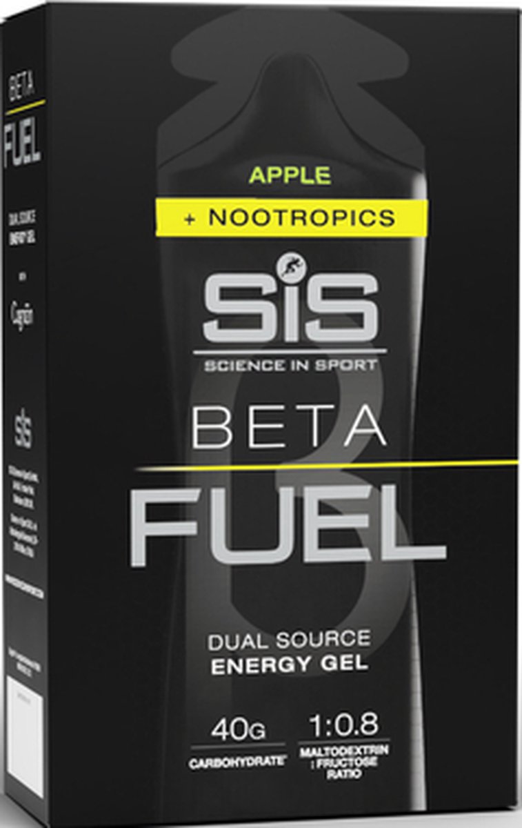 Science in Sport - SIS Beta Fuel - Dual Source Energy Gel Nootropics - Apple smaak - 1 0,8 Maltodextrine Fructose verhouding - 40 gram koolhydraten per gel - 6 x 60ml