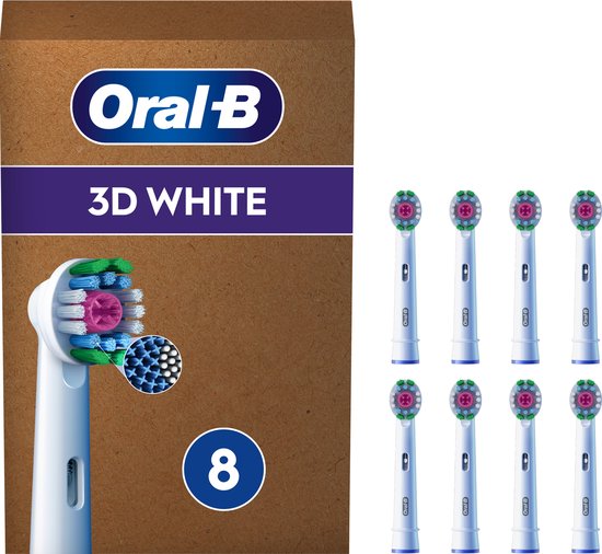 Foto: Oral b 3d white pro opzetborstels met cleanmaximiser technologie 8 stuks brievenbusverpakking