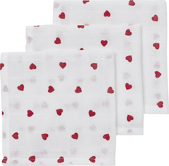 Foto: Meyco baby sweet heart monddoekjes 3 pack hydrofiel red 30x30cm