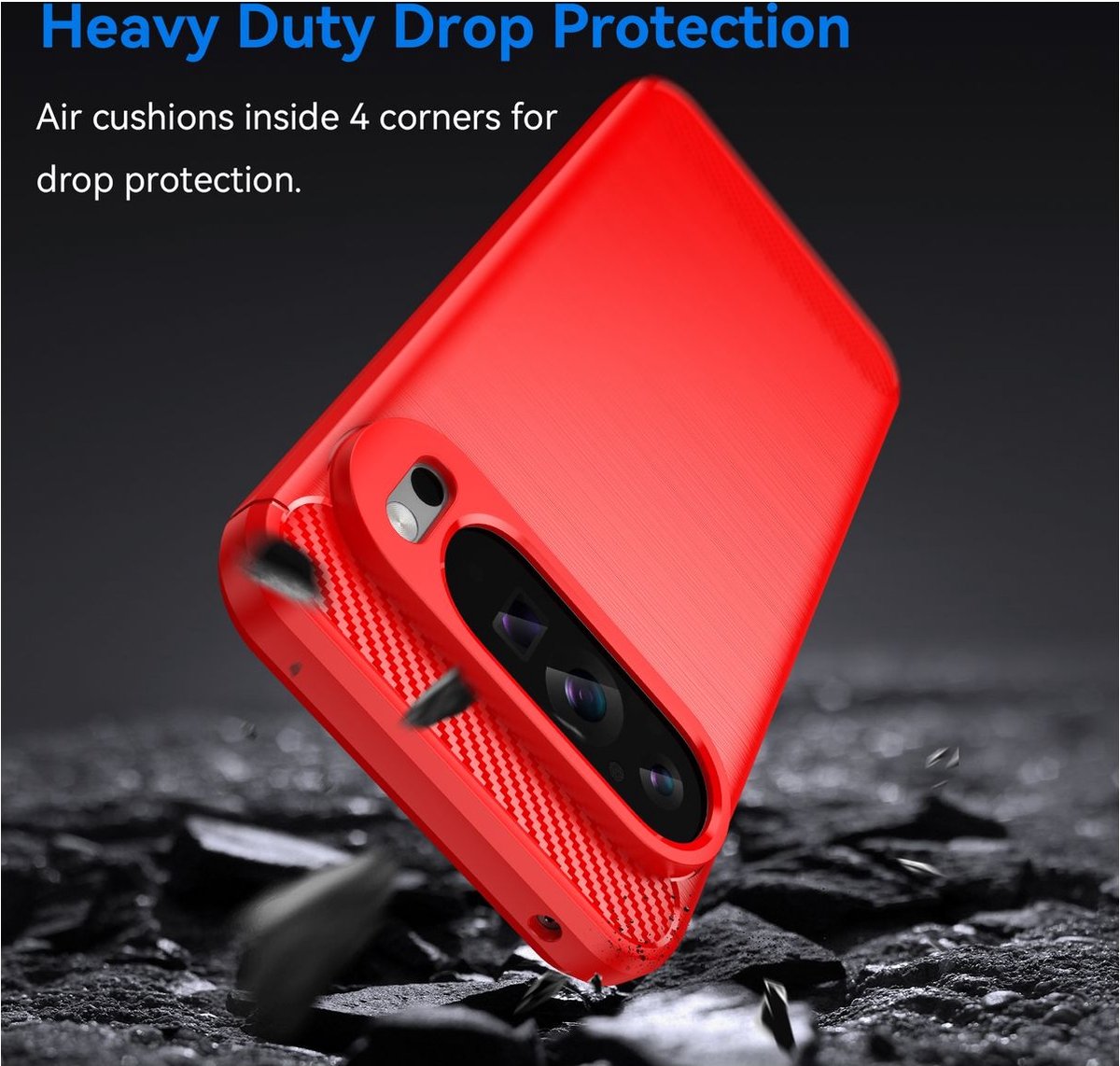 Mobigear Hoesje geschikt voor Google Pixel 9 Pro XL Telefoonhoesje Flexibel TPU | Mobigear Brushed Slim Backcover | Pixel 9 Pro XL Case | Back Cover - Rood