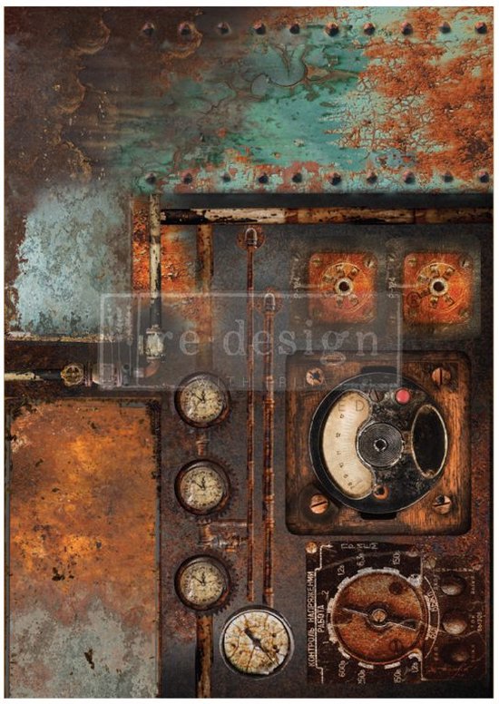 Redesign - Papier fibre de découpage A1 - Elegance des machines vieillies - 84,07 x 59,4 cm