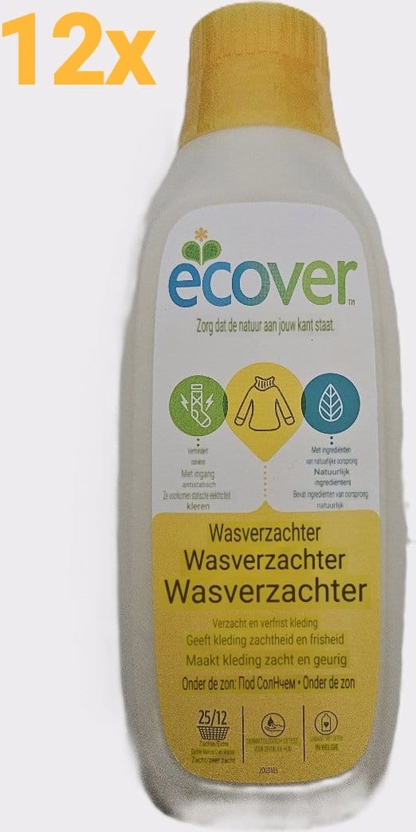 Goedkoopste Ecover wasverzachter 12x 25/12 wasbeurten 12x 750ml