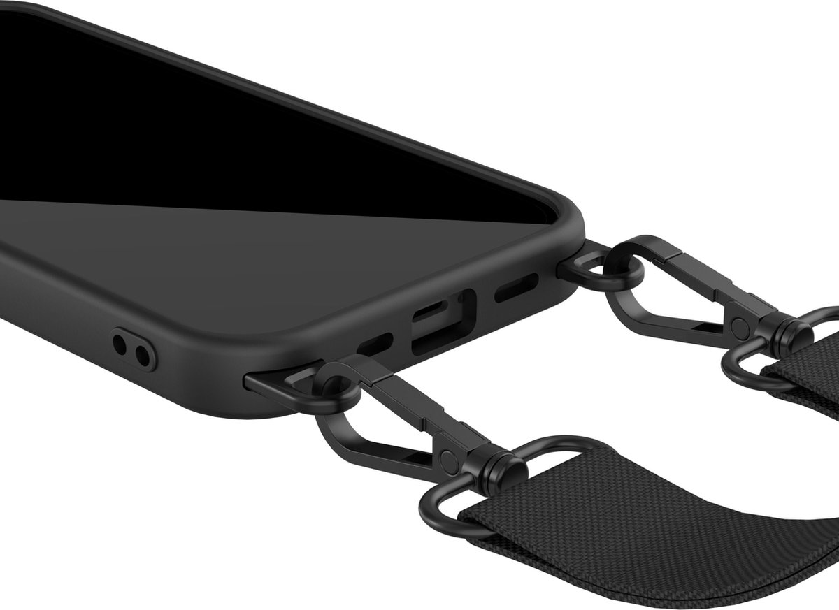 Luxe koord Hoesje Geschikt voor de iPhone 15 Pro - Zwart