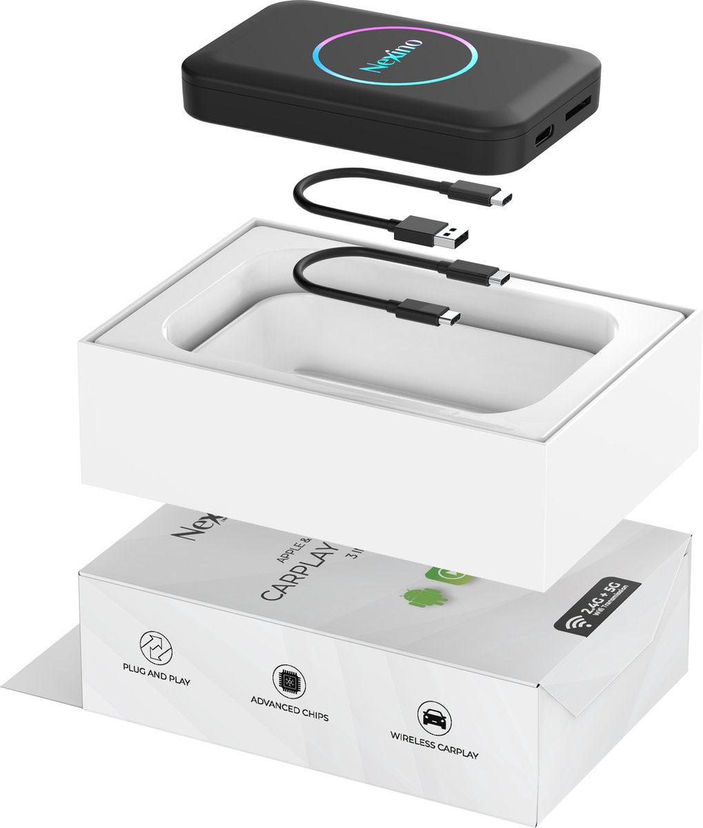 MYPIN Wireless CarPlay Adapter, 3 in 1 CarPlay/Android Auto